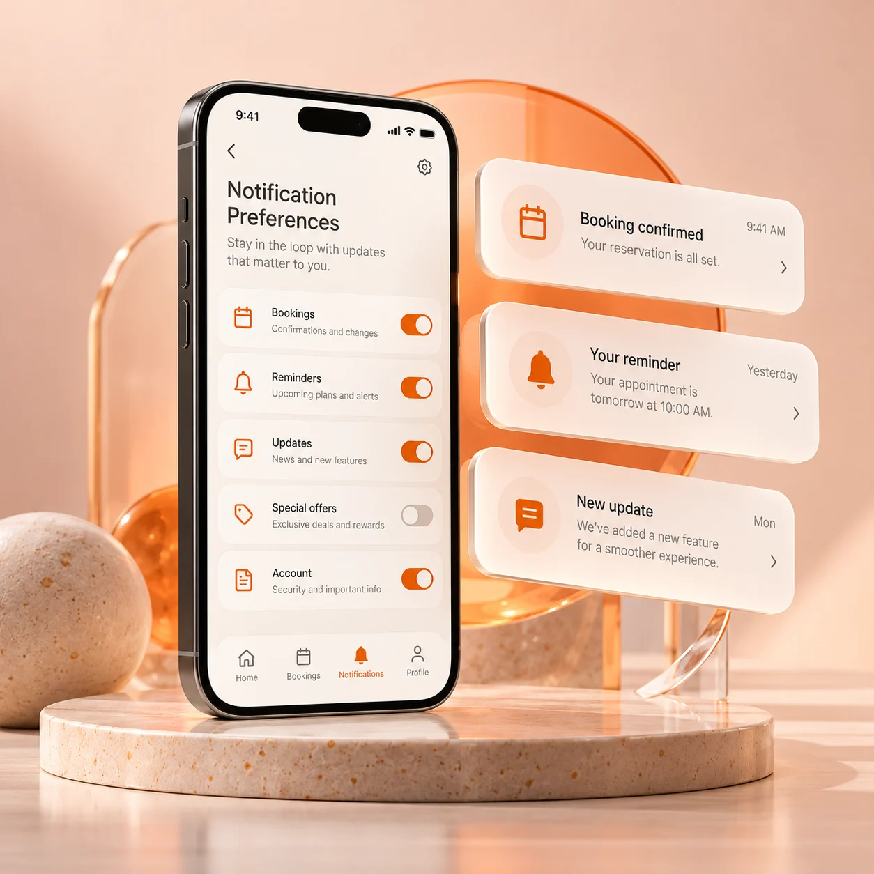 Mobile app notifications and message preferences